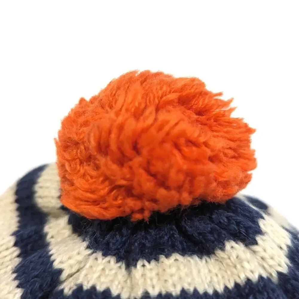Baby Boden Winter Hat Mittens Set Boys Size 0-6m Blue Car Pom Pom